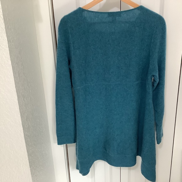 Cashmere Charter Club Luxury Teal sweater with handkerchief hem, size Large - Picture 5 of 5